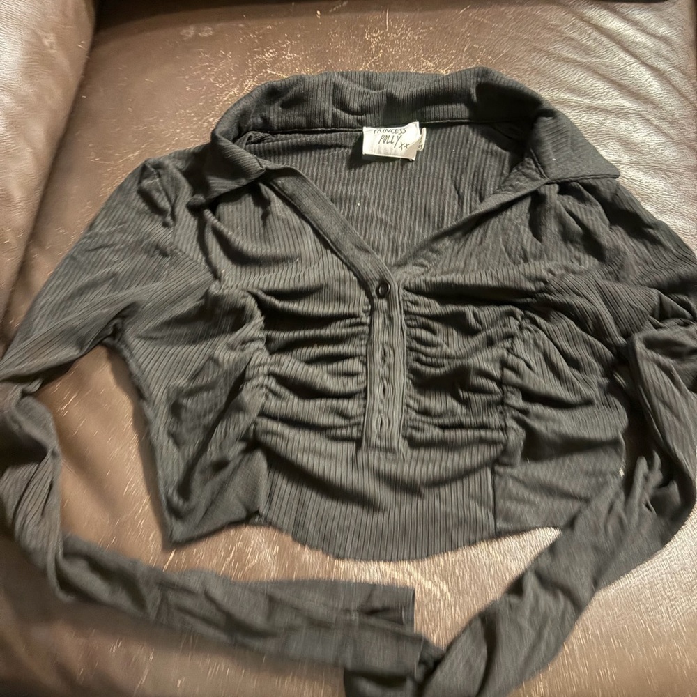 Princess Polly Black Ruched Blouse